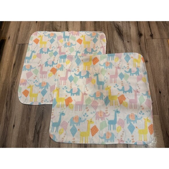 Baby Animal Print Fleece Baby Blankets Set Of 2 Nursery Decor 26" X 28" & 27" X - Picture 1 of 6